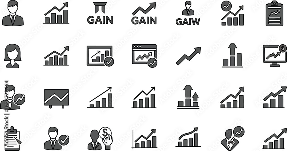 Naklejka premium A collection of business and financial growth related vector icons set