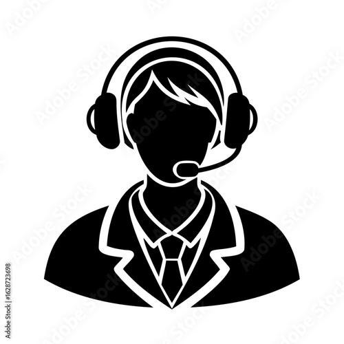 Professional Customer Support Representative with Headset and Microphone