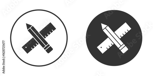 Pencil and ruler icon for your web mobile application design. Modern flat.