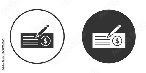 Money check icon for your web mobile application design. Modern flat.