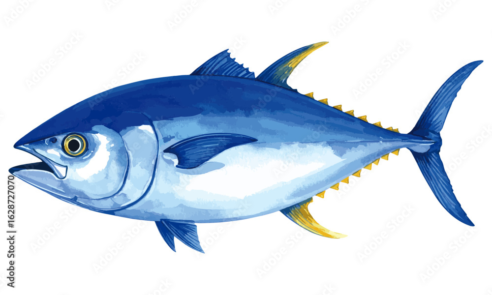 Obraz premium Watercolor Illustration of Atlantic Bluefin Tuna