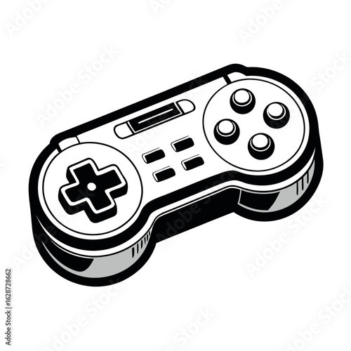 Art of video game controller with buttons and joystick