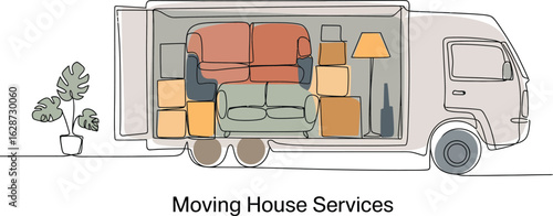 Seamlessly move your belongings with our reliable home moving truck packed with furniture and boxes, offering stress-free relocation solutions.