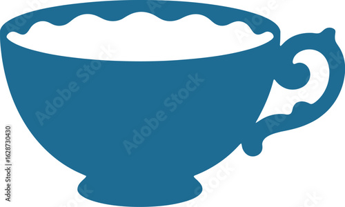 Elegant blue teacup icon ready for your creative projects, perfect for cafes and hospitality branding needs