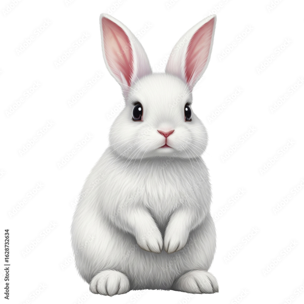 Fototapeta premium Cute white bunny isolated on transparent background isolated transparent background