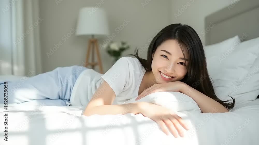 Woman relaxing on a bed. Woman relaxing on a bed.