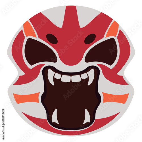Japanese oni demon mask. Vector