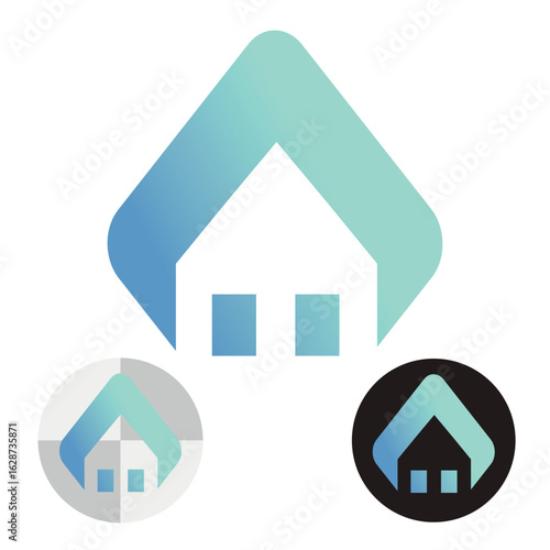 Logo of cottage village, private house, construction. Silhouette house vector.