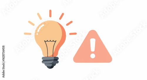 Creative idea and caution concept with light bulb and exclamation mark