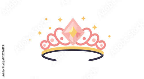Elegant pink diamond tiara with topaz gemstones on white background for royalty and luxury themes