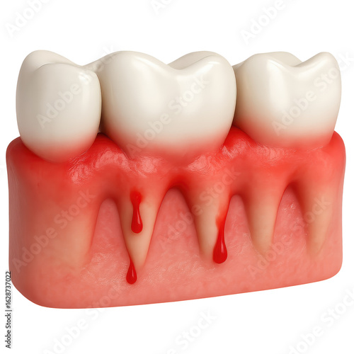 Bleeding Gums Dental Close Up isolated on a transparent background teeth medical