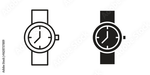 Wristwatch icon. Sign design in outline and flat style for web