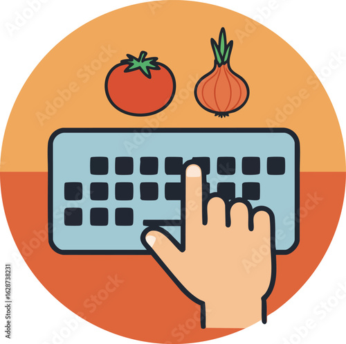 Online Meal Planning Digital Food Recipe Search Icon Vector