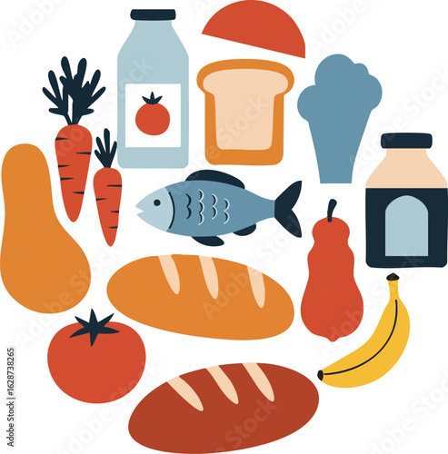 Healthy Food Circle Illustration Meal Planning Balanced Nutrition