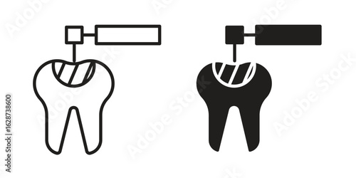 Tooth filling icon. Sign design in outline and flat style for web