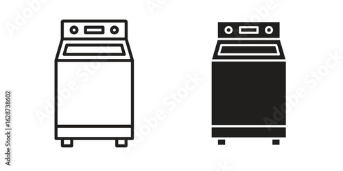 Top load washer icon. Sign design in outline and flat style for web