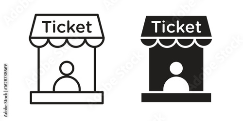Ticket window icon. Sign design in outline and flat style for web