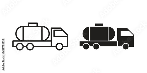 Tank truck icon. Sign design in outline and flat style for web