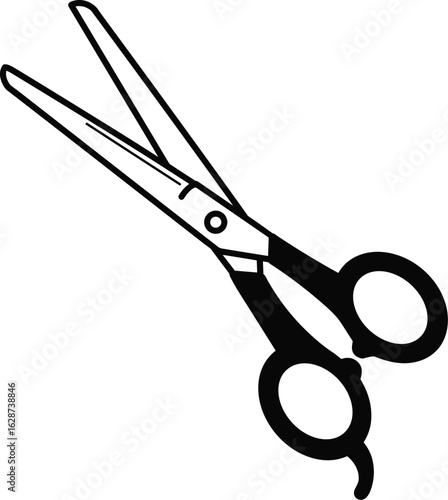 black scissors open, simple outline clip art preview