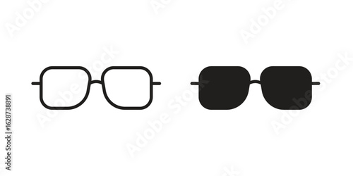 Sun glasses icon. Sign design in outline and flat style for web