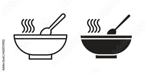 Stew icon. Sign design in outline and flat style for web