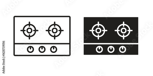 Stove icon. Sign design in outline and flat style for web