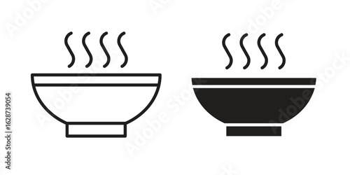 Soup icon. Sign design in outline and flat style for web