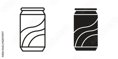 Soda can icon. Sign design in outline and flat style for web