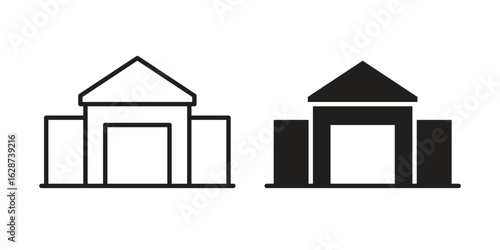 Showroom icon. Sign design in outline and flat style for web