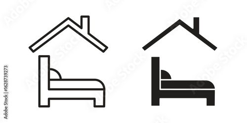 Shelter beds icon. Sign design in outline and flat style for web