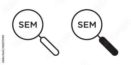 SEM icon. Sign design in outline and flat style for web