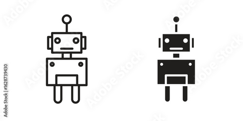 Robot icon. Sign design in outline and flat style for web