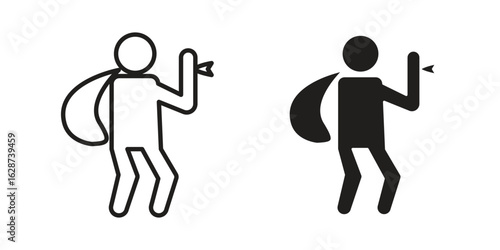 Robbery icon. Sign design in outline and flat style for web