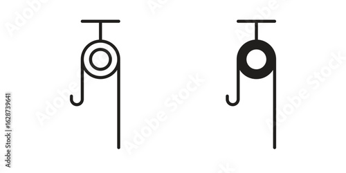 Pulley icon. Sign design in outline and flat style for web