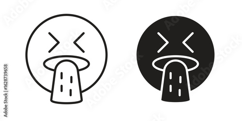 Puking emoji icon. Sign design in outline and flat style for web
