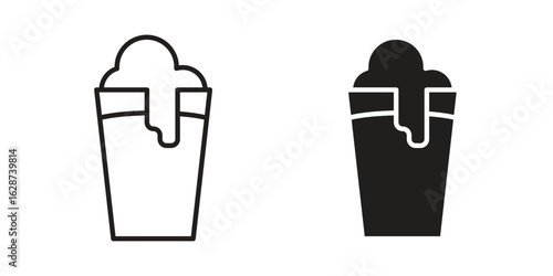 Pint of beer icon. Sign design in outline and flat style for web