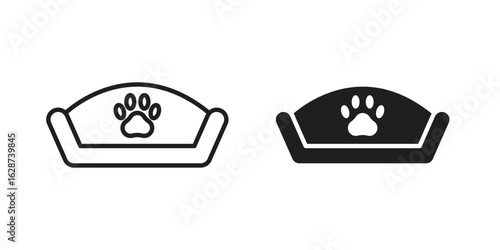 Pet bed icon. Sign design in outline and flat style for web