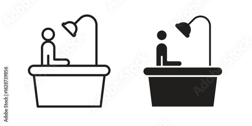 Person Bathing icon. Sign design in outline and flat style for web