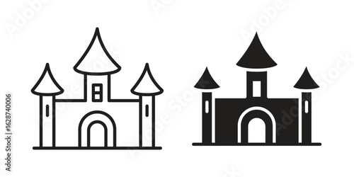 Palace icon. Sign design in outline and flat style for web