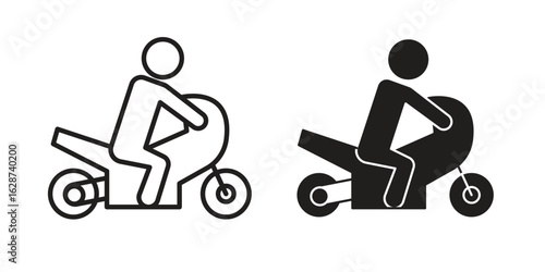 Motorbike riding icon. Sign design in outline and flat style for web