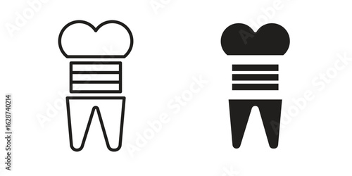 Molar crown icon. Sign design in outline and flat style for web