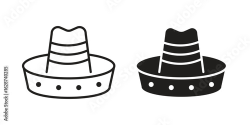 Mexican Hat icon. Sign design in outline and flat style for web