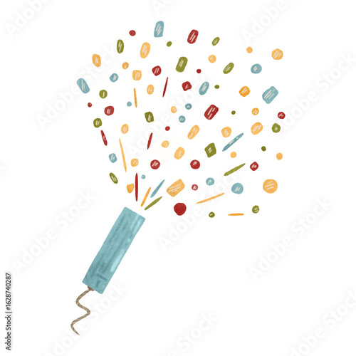 Festive colorful confetti - round watercolor frame background. This is an autumn-themed design element for printing, children's prints, and decoration