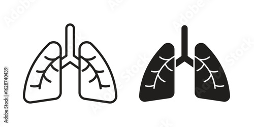 Lungs icon. Sign design in outline and flat style for web