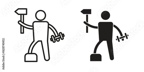 Lumberjack icon. Sign design in outline and flat style for web