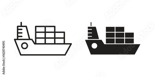 Logistic ship icon. Sign design in outline and flat style for web