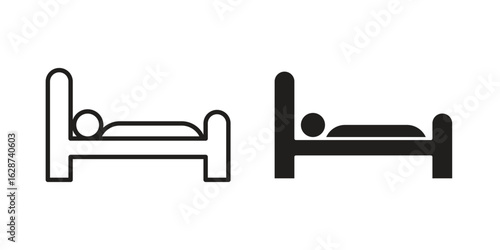 Laying in bed icon. Sign design in outline and flat style for web