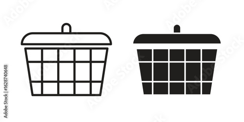 Laundry basket icon. Sign design in outline and flat style for web
