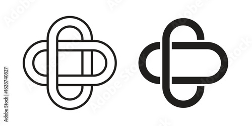 Interlocking icon. Sign design in outline and flat style for web