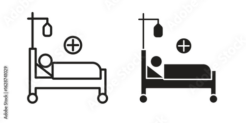 Hospitalized icon. Sign design in outline and flat style for web